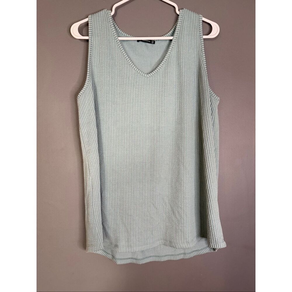 Staccato Blue Ribbed V Neck Sleeveless Top Size XL